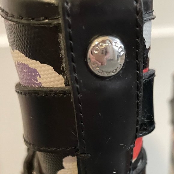 COACH Q8010 TRISHA II Black and Floral Canvas Rubber Rain Boots Size 6 - Picture 5 of 9
